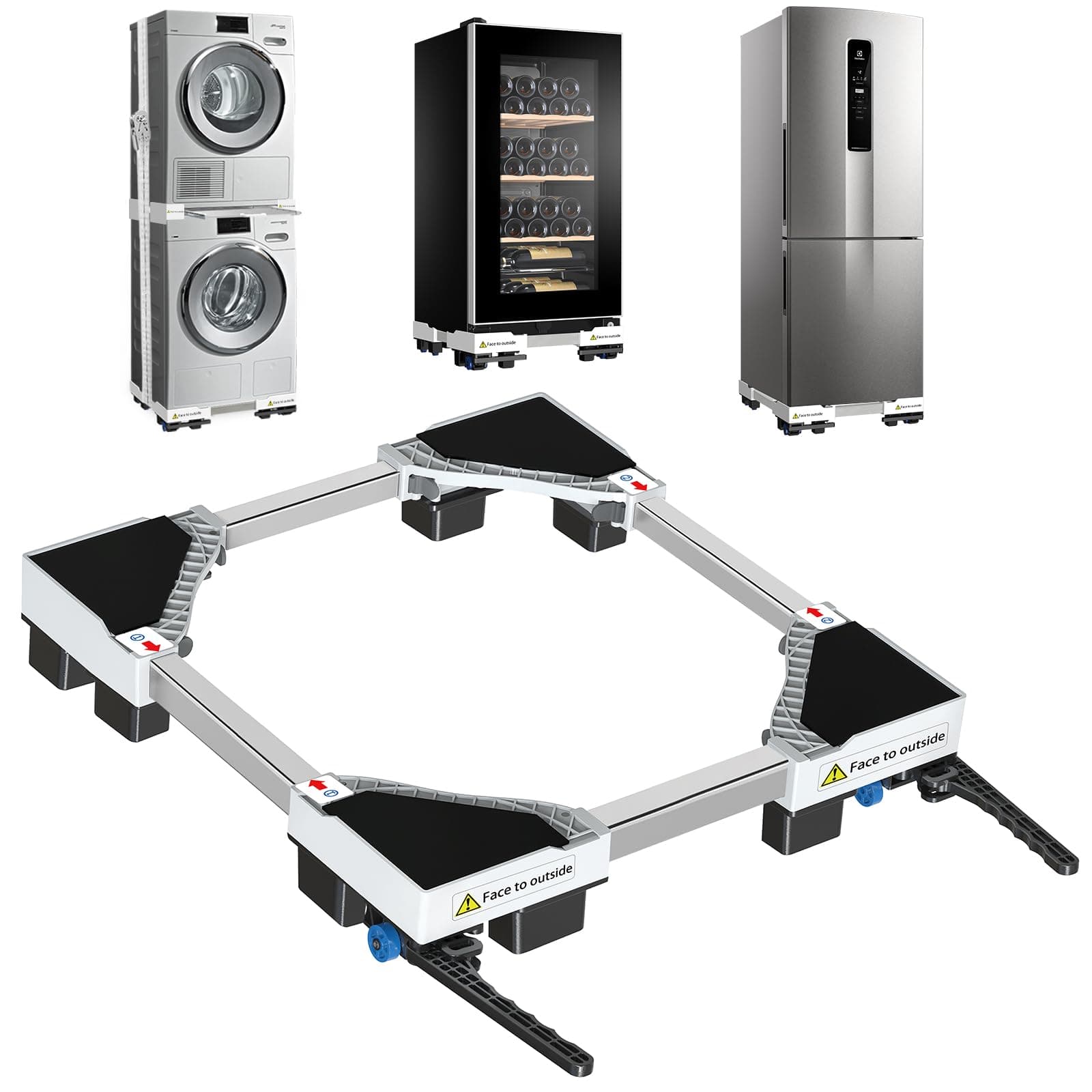 Kiss Core Upgrade Appliance Rollers Heavy Duty, Adjustable Appliance Rollers Mini Fridge Stand with 10 Strong Feet Washer and Dryer Stand for Washer, Dryer, Refrigerators, Furniture Hold Up to 880 LB