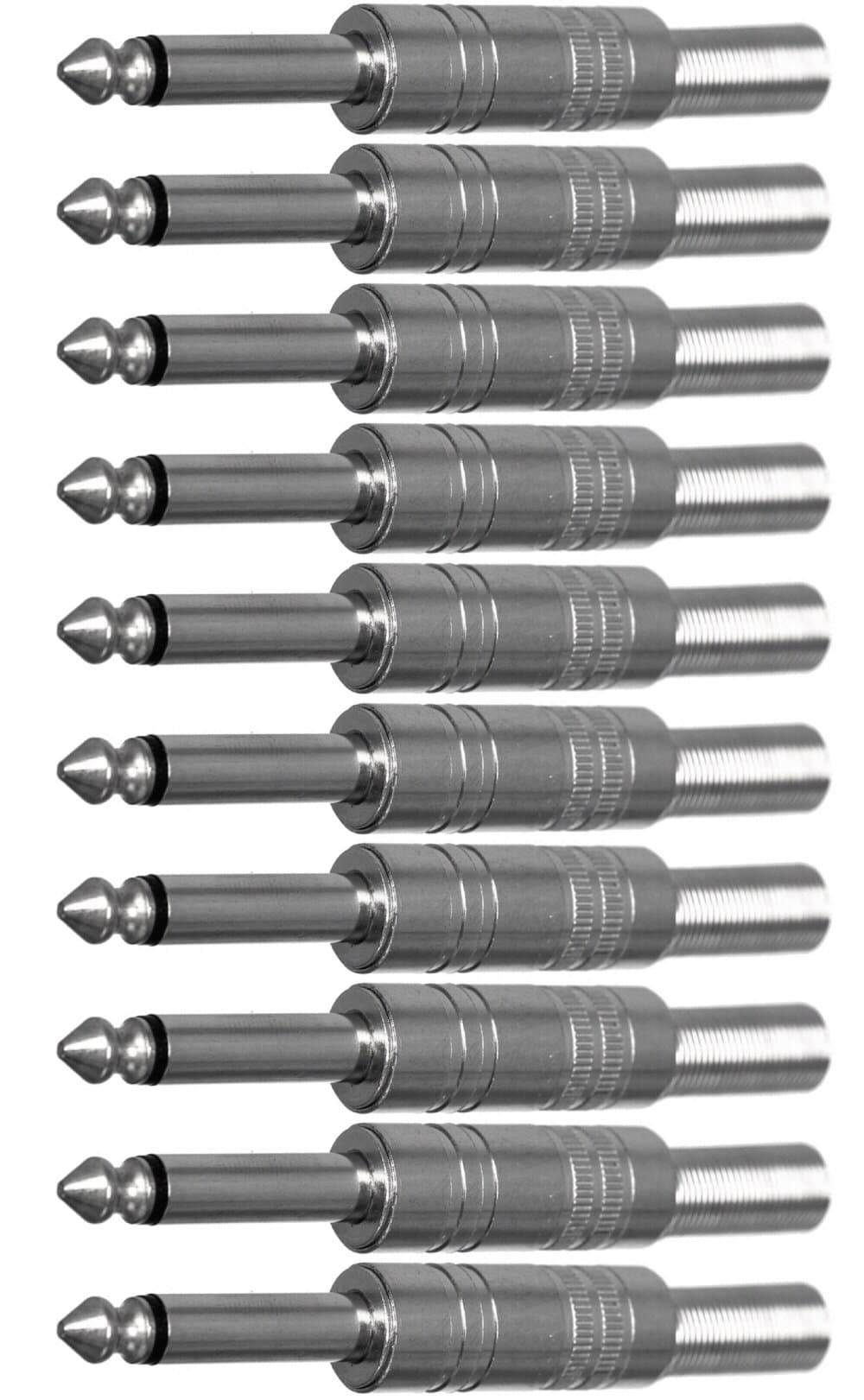 6.35mm 1/4 inch Mono Audio Phono Tone Cable Connector - 1/4 TS Guitar Cable Connector (10 Pack)