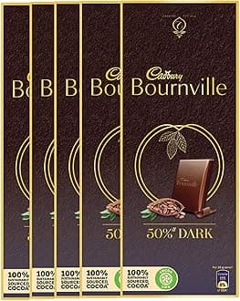 Cadbury Bournville Rich Cocoa Dark Chocolate Bar, 80 gm (Pack of 5)