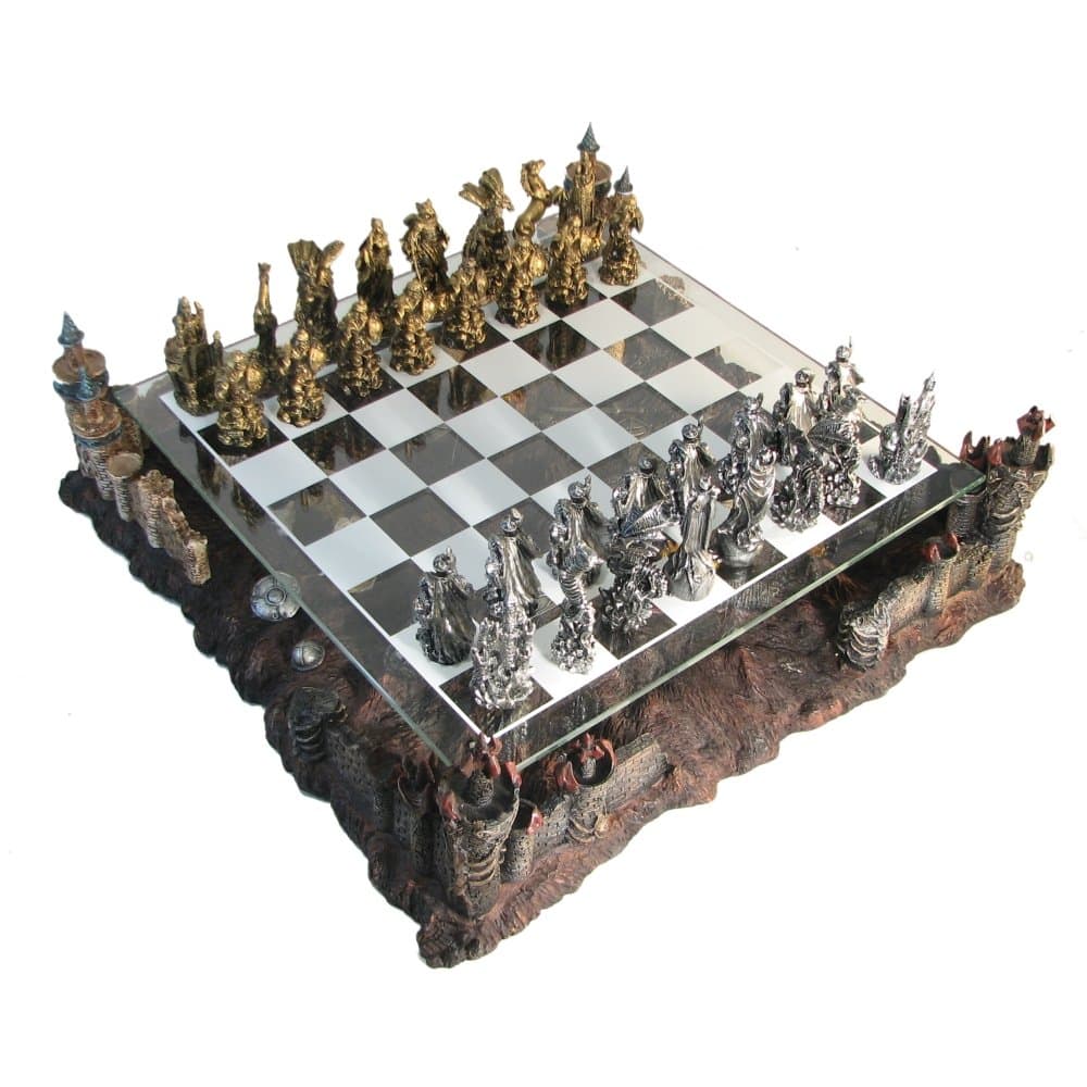 CHH17" Fantasy Good Vs. Evil 3D Chess Set, Bronze & Silver Tone - Board Game - 2 Players - Age 8+
