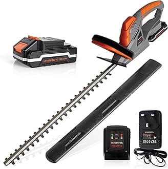 Terratek 20V Cordless Hedge Trimmer, 51cm (510mm) Cutting Length, Easy Cut Pro Lightweight Garden Handheld Cutter, Charger and Safety Blade Guard