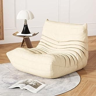 Bean Bag Chair for Adults, Lazy Floor Sofa Couch - Adult Size with Soft Waterproof Fabric for Living Room, Apartments, Reading Corner, Gaming, and Movie Venue (White)