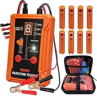 THIKPO Universal Fuel Injector Tester and Cleaner Tool Kit, DIY Cleaning Tool Kit, 8 Pulse Modes, 4 Wire Dual Channel for 2 Fuel Injectors, 8 Size Cleaning Adapters, 12V/5V Output Power