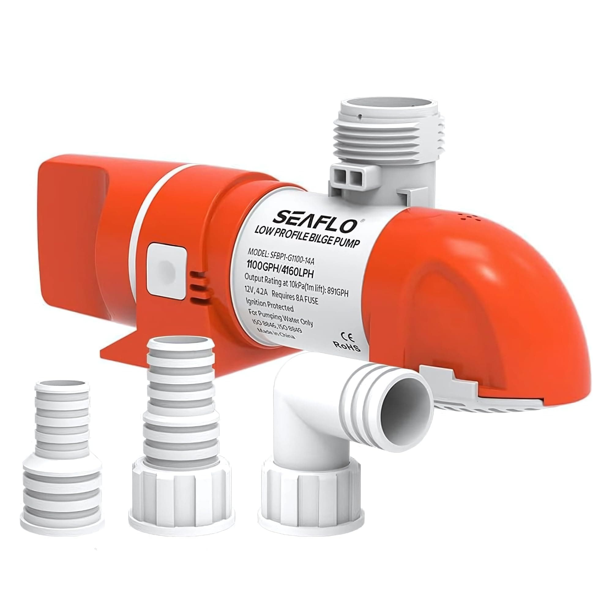 SEAFLO 14A Series Narrow Low Profile Water Level Sensing Automatic Bilge Pump (1100 GPH, 12V)