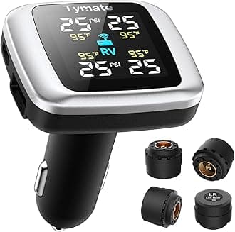 Tymate TM7 Tire Pressure Monitoring System, Wireless TPMS with 4 External Sensors & 6 Alarm Modes, Colorful Display, Real-time Tire Pressure Monitor System, Ideal for RV SUV MPV Truck Sedan (0-87 PSI)