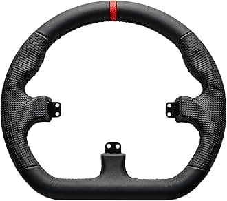 Asetek SimSports Closed D Black Leather Rim | Interchangeable Sim Racing Steering Wheel Rim for Asetek SimSports Button Boxes | Easy and Fast Installment