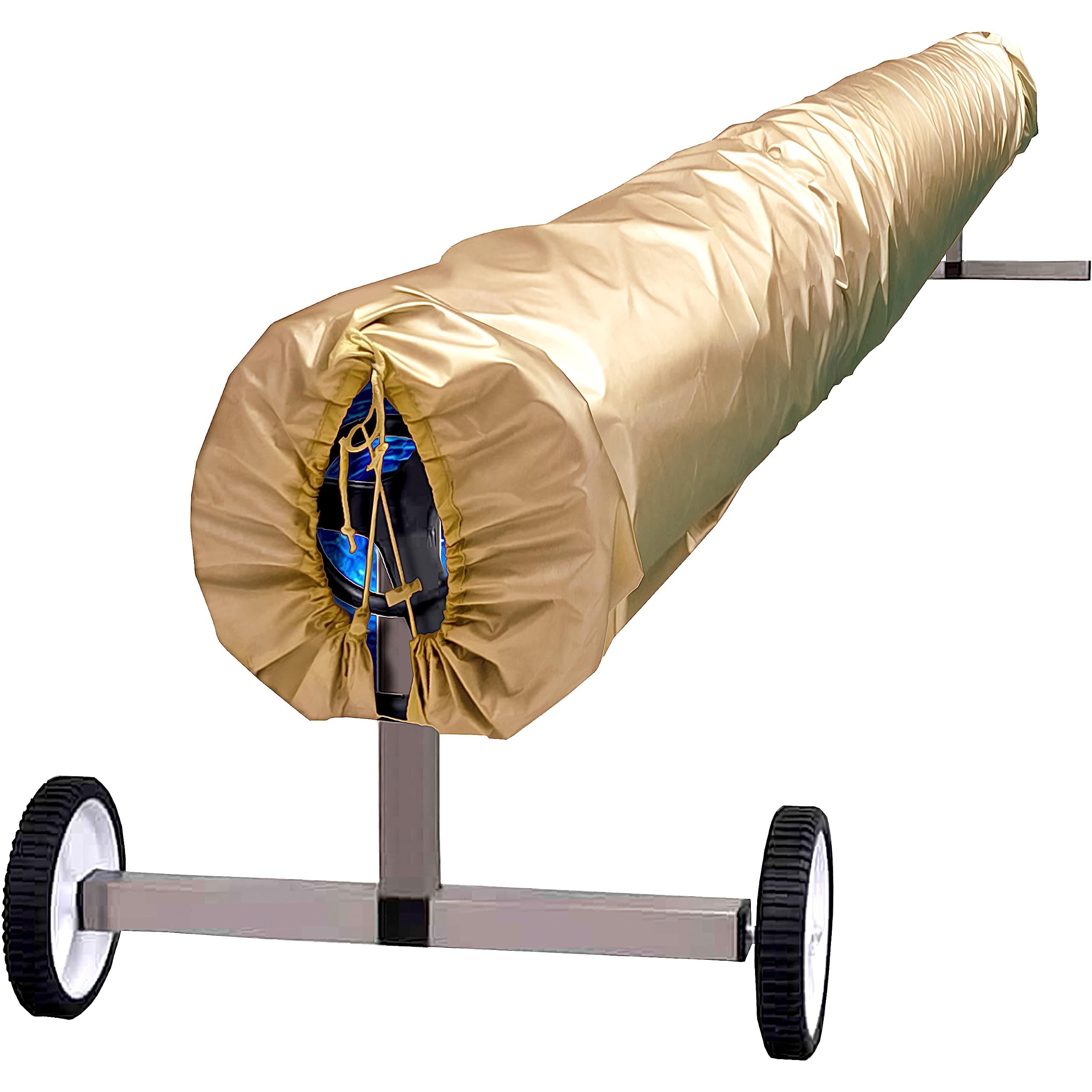 Solar Pool Covers for Inground Pools, Heavy Duty Waterproof Solar Blanket Cover for Pool, 18FT, Beige, Round, Reel Up, Sun, Protection