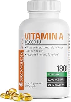 Vitamin A 10,000 IU Premium Non-GMO Formula Supports Healthy Vision & Immune System and Healthy Growth & Reproduction, 180 Softgels