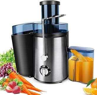 Juicer Machines，Centrifugal Juicers Whole Fruit and Vegetable with 2 Speed Setting，1000w Motor Juice 65MM Large Calibre 500ML Capacity (Silver)