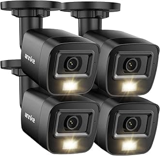 ANNKE 4 Pack 720P HD TVI Home Security Bullet Camera, IP66 Waterproof Outdoor Indoor Night/Day Vision 100ft