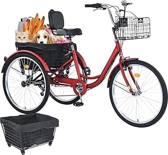 Upgraded Adult Tricycle, 7 Speed Tricycle for Adults with Front & Rear Baskets, 3 Wheel Bikes for Adults, Adult Tricycles for Women Men Seniors, Adult Trike, 26 inch Three Wheel Bikes
