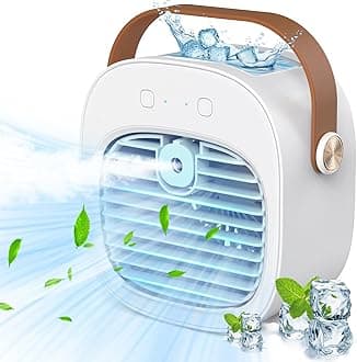 Portable Air Conditioner -5200mAh Rechargeable Mini Air Conditioner with 3 Speed Settings, 5-10 Hours Runtime,Quiet Desk Cooling Fan, Personal Air Cooler for Home, Bedroom, Travel, Office, Outdoor