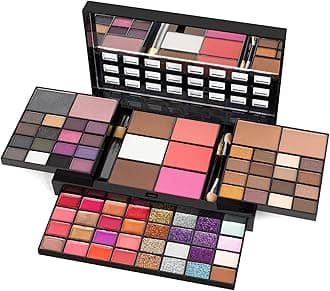 All In One Makeup Gift Kit - Ultimate Color Combination - 36 Eyeshadow, 28 Lip Gloss, 3 Blusher, 4 Concealer, 3 Contour Powder, 3 Brushes, 1 Mirror, 74 Colors Palette Set