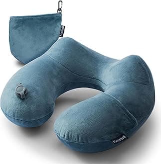 Inflatable Travel Neck Pillow for Airplane Sleeping Blow Up Neck Support Air Pillow Traveling on Plane Long Flights Washable