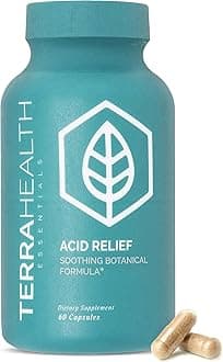 Terra Health Essentials Acid Relief - Plant Based Digestive Support Supplement for Comfortable Gut Function - Lemon Balm, Slippery Elm, Aloe Vera, DGL Licorice - 60 Capsules