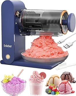 Enleber Electric Ice Crusher, Electric Ice Crusher with Stainless Steel Blades, Granita Machine, Cocktails, Sorbets, Ice Maker Dark Blue