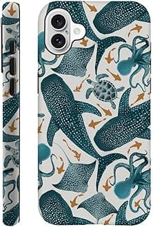 DAIZAG Case Compatible with for iPhone 16,Octopus Turtle Manta Ray Whale Phone Case for iPhone 16 for Girl Women Boy Men