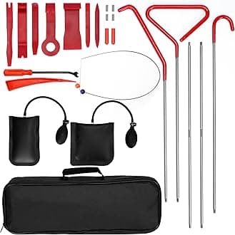 lesolar 24pcs Car Tool Kit for Vehicles, Professional Car Emergency Repair Kit, Including Trim Removal Tool, Long Reach Grabber, J-Hook, Air Wedge Bag, Storage Bag for Cars Doors Windows Countertops