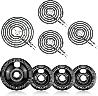 Electric Stove Burner Drip Pans WB31M19(8”) WB31M20(6”) Electric Stove Top Burner Replacement WB30M1(6") WB30M2(8") Compatible for G-E Hot-point Ken-more General Electric Stove Parts by MIFLUS