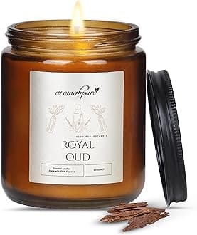 Aromahpure Premium Black Screw Jar Candle | Oudh Scented Candle | 100% Soy Wax, Smokeless Candle | Pack of 1 | Long Lasting Aroma Candles| Scented Candles for Home Decor, IFRA Certified