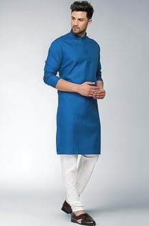 Multi Colored Cotton Plain Men's Ethnic Kurta Only