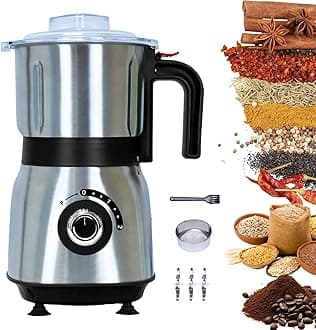 – Versatile Kitchen Grinder | 500W Electric Mill | Grinds Spices, Nuts, Grains, Coffee | 3 Stainless Steel Blades | Wet & Dry Use (Black)