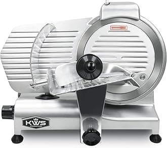 KWS 10NS Commercial 10" Meat Slicer, 320W High-Torque Motor, Precision Stainless Steel Blade, Deli-Style Thin Slicing, Built-In Sharpener, Heavy-Duty Aluminum Body for Meat, Cheese & Semi-Frozen Foods