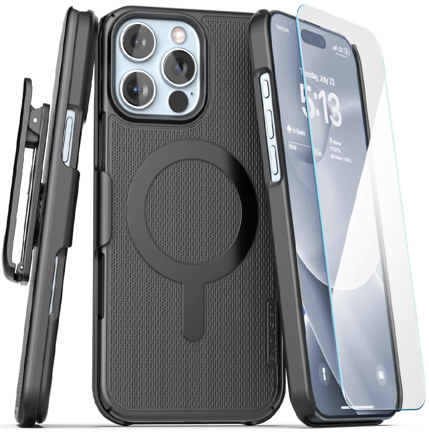 ENCASED Belt Clip Case for iPhone 16 Pro Max, (MagSafe Compatible) Ultra Thin Magnetic Phone Holster (Slimline Series)