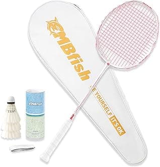 - Badminton Racket Set with 1 Carbon Fiber Racquet, 3 Shuttlecocks, 2 Replacement Grip Tapes and 1 Badminton Bag - Perfect for Outdoor Games and Gym 5U