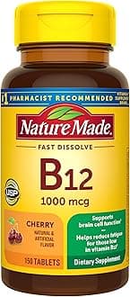 Vitamin B12 1000 mcg, Easy to Take Sublingual B12 for Energy Metabolism Support, 150 Sugar Free Fast Dissolve Tablets, 150 Day Supply