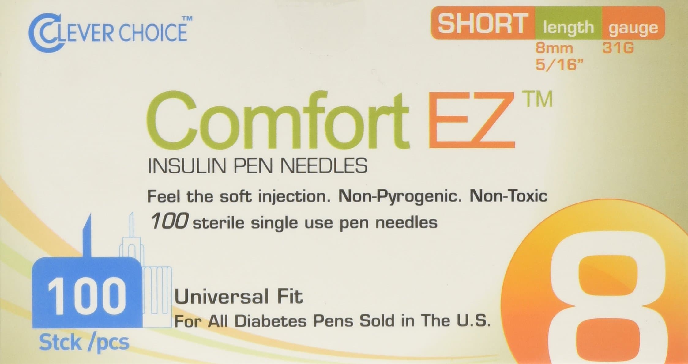 Insulin Pen Needles 31G 8mm - 100 Pieces per Box