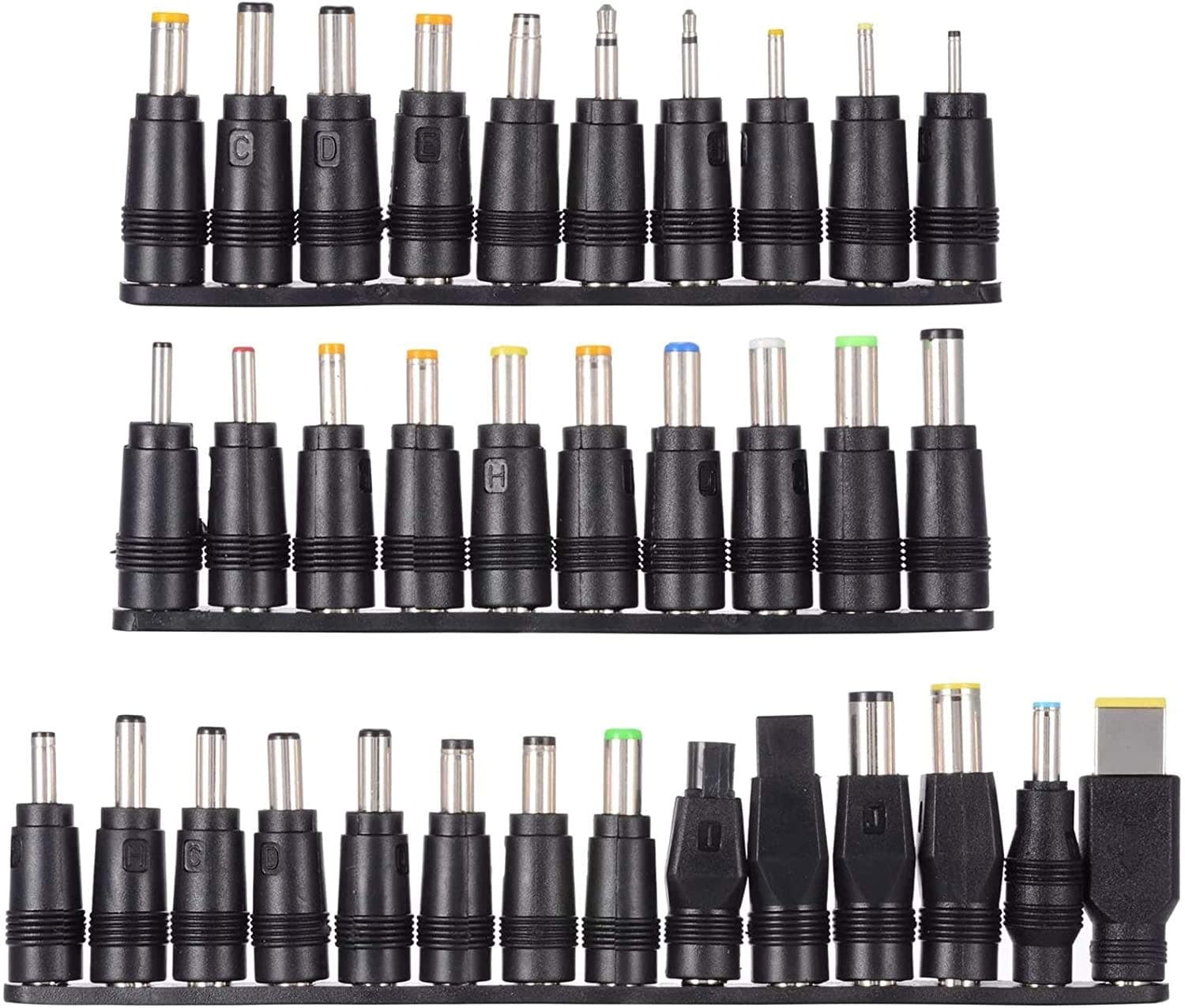 Outtag Universal 34pcs DC Connectors Plug Kit, 5.5mm 2.1mm Female Base to dc Adapter Tips, dc Power Jack Connector for Loptop Charger Barrel Connector Kit