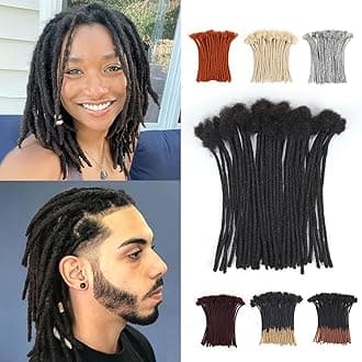 Loc Extensions Human Hair, 8 Inch 0.6cm Pencle Size Dreadlock Extensions Human Hair for Women Men Full Handmade Permanent Dreads Locs(Natural Black 40 Strands)