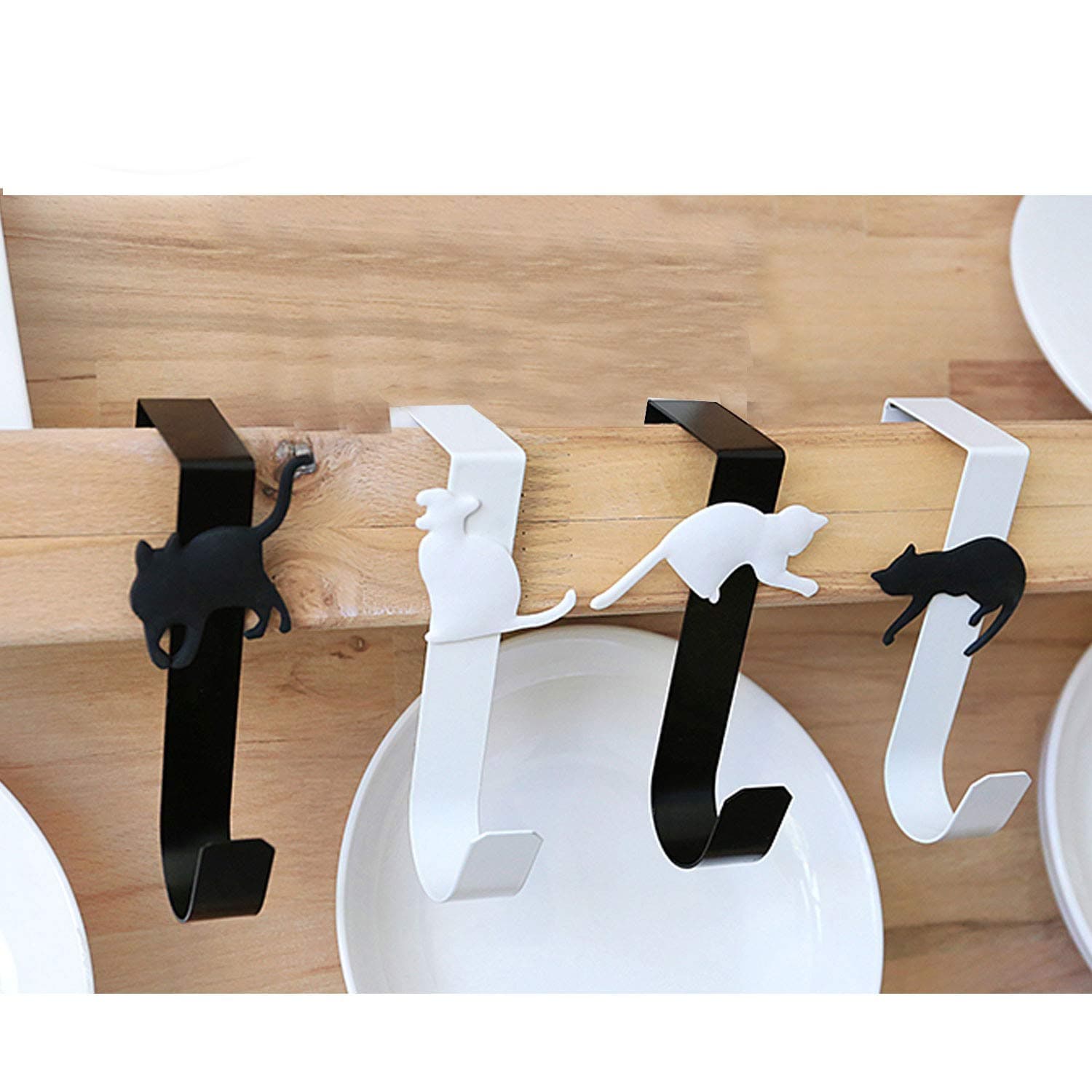 SRHOME 4 Pack Over The Door Cat Hook Hanger,Storage Hanging Rack-Organizer Hooks for Coats,Hats,Robes,Clothes or Towel,Wall Mounted Decorative Hook Portable for Travel