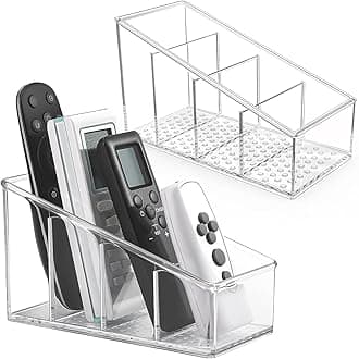 MaxGear Remote Control Holder Clear TV Remote control Storage Organizer Small Plastic Caddy for Home, 2 Pack