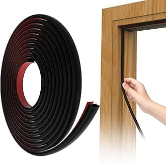 300cm Black D-Shape Rubber Weather Stripping Door Seal Strip Draught Excluder for Doors,Self-Adhesive Waterproof Soundproof Door Seal Strip Weather Stripping for The Protection of Large Gap Door Frame