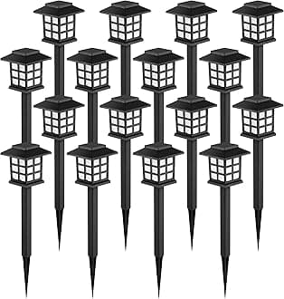 GIGALUMI Solar Outdoor Lights，16 Pack LED Solar Lights Outdoor Waterproof, Solar Walkway Lights Maintain 10 Hours of Lighting for Your Garden, Landscape, Path, Yard, Patio, Driveway