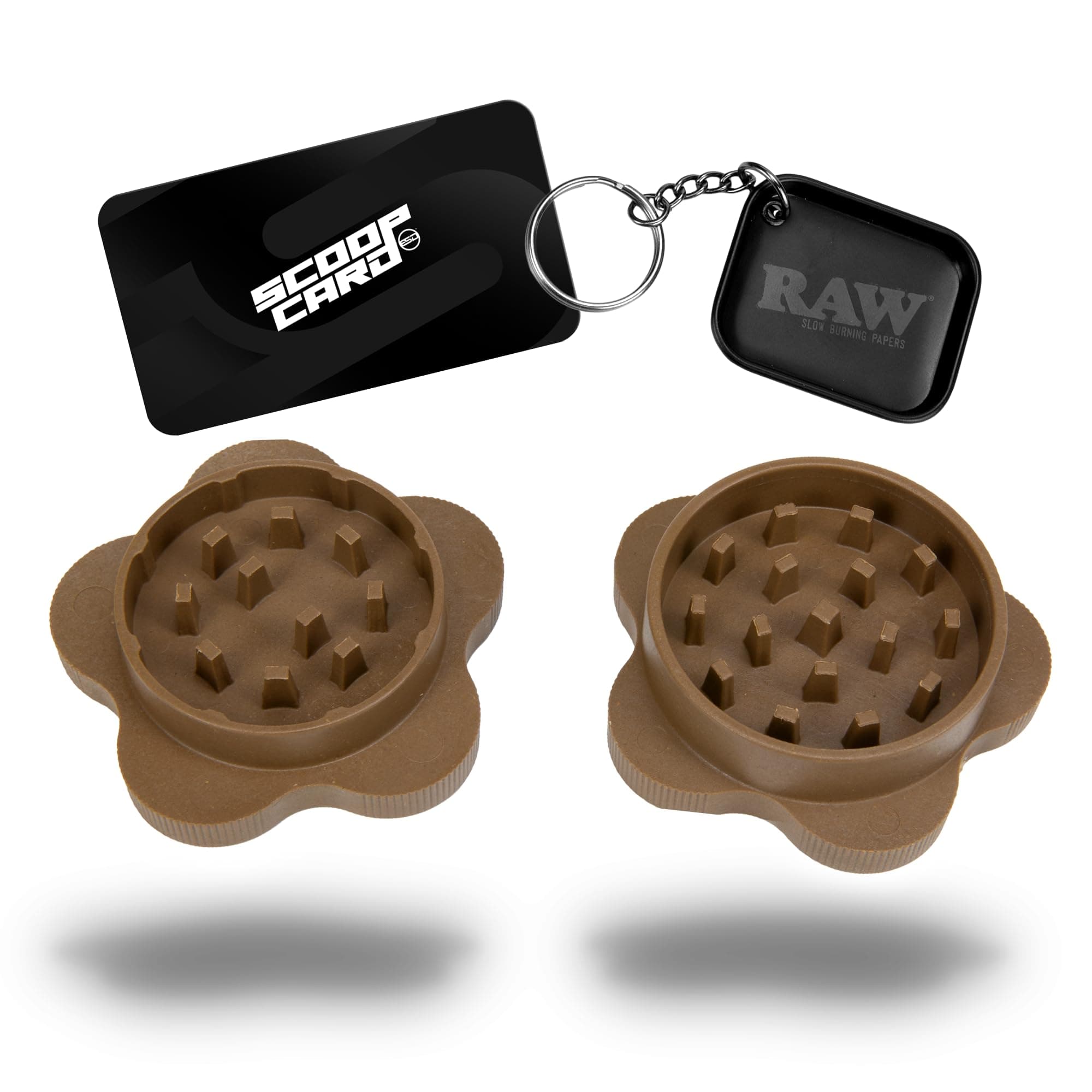 RAW Gripper Grinder - Spice Mill - Medium Grind V2 + RAW Tiny Matte Black Murder'd Tray Keychain - Unique Collectible