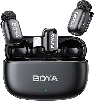BOYA mini 2 Wireless Lavalier Microphones for iPhone 15/16/17 & Android, AI Noise Cancellation, App Control, 30H Battery Life with Charging Case, Lapel Microphone Wireless for Video Recording Vlogging