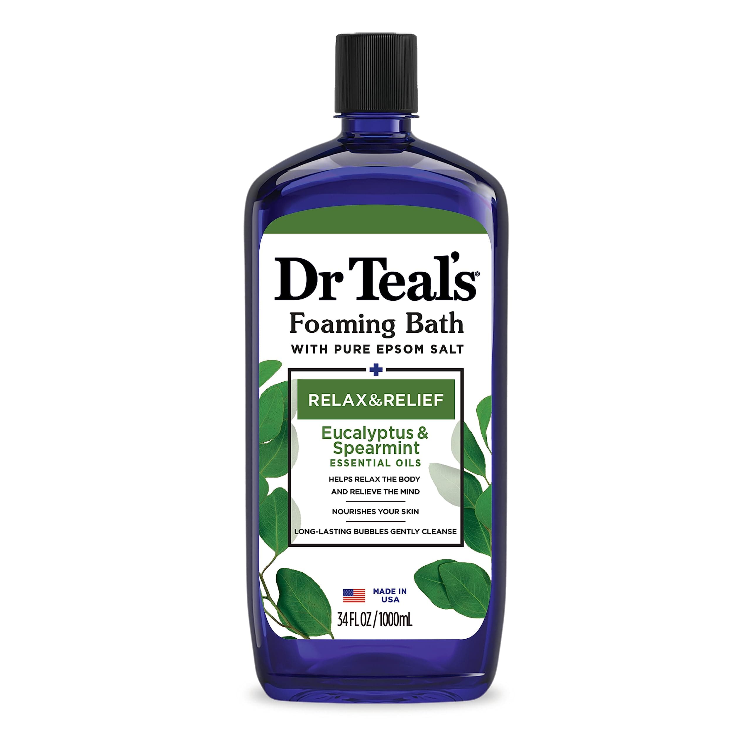 Dr Teal's Foaming Bath (Epsom Salt), Eucalyptus Spearmint, 34 Fluid Ounce