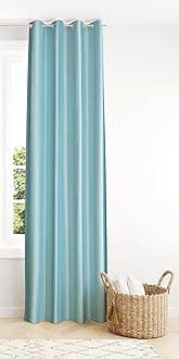 Decoholic Sky Blue Polyester Door Curtain 8 Feet | Darkening Faux Texture Plain Drape with Eyelets | Pack of 1 Panel for Living Room, Bedroom & Office