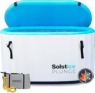 SOLSTICE 1-2 Person Cold Tub, Inflatable Plunge Bath w/Insulated Lid, 100-Gallon Capacity - Includes Pump, 1Quick Setup, Spacious 30-Inch Deep Interior, Durable Drop-Stitch Construction