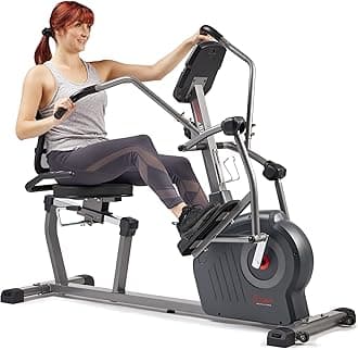 Sunny Health & Fitness Elite Recumbent Cross Trainer & Elliptical Machine with Arm Exercisers for Home Arm/Leg Training, Easy Adjust Seat & Mesh Backrest, Free SunnyFit App Bluetooth Connectivity