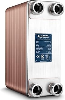 Alecoil 5"x12" 80 Plates Heat Exchanger with 1-1/4" MPT Port Water to Water 316L Stainless Steel Brazed Plate Heat Exchanger for Water Heating, Floor Heating, Commercial and Industrial Refrigeration