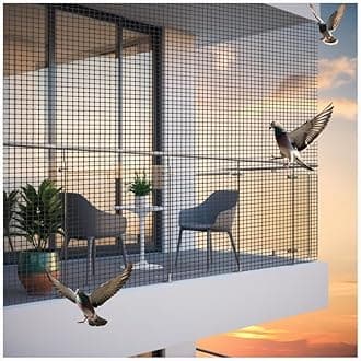 Bird Control Black Nylon Knotted Anti-Bird Net UV Stabilized Multi Filament with Tying Ropes Attached, Cable Ties & Cup Hooks for Easy Installation - Black - 10ft x 8ft