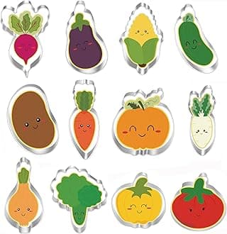 12pcs Vegetable Cookie Cutters set, Stainless Steel Fondant Cutters Set Pastry Biscuit Baking Clay DIY tools,By MrCookie