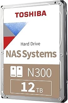 Toshiba N300 12TB NAS 3.5-Inch Internal Hard Drive - CMR SATA 6 Gb/s 7200 RPM 512 MB Cache - HDWG51CXZSTA