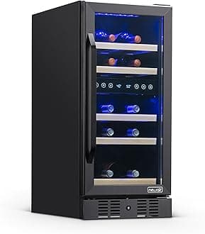 15" Dual Zone Wine Fridge for 29 Bottles | Built-In or Freestanding Wine Cooler Refrigerator with Glass Door | Precision Cooling & Wood Shelves for Red and White Wines | Black Stainless Steel