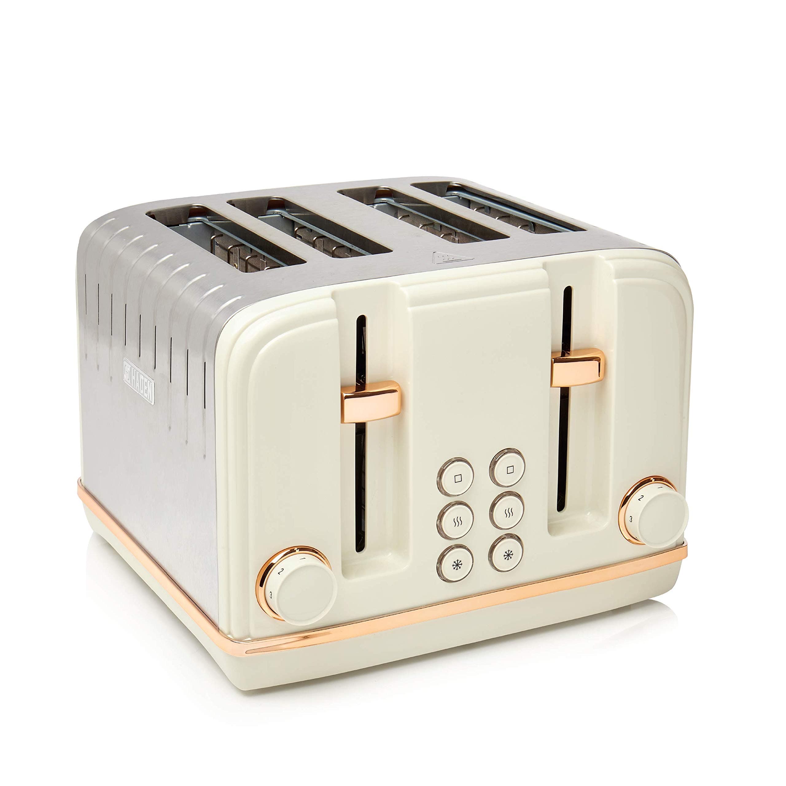 Salcombe Cream Toaster 4 Slice - 6 Adjustable Browning Levels - Stainless Steel Housing - Defrost/Cancel/Reheat Functions - Self-centering Function - Easy to Use and Clean - 1900-2300W