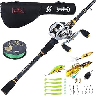 Sougayilang Baitcaster Fishing Rod and Reel Combo, Ultra Light Baitcasting Fishing Reel for Travel Saltwater Freshwater and Beginner 5.9FT/6.9FT